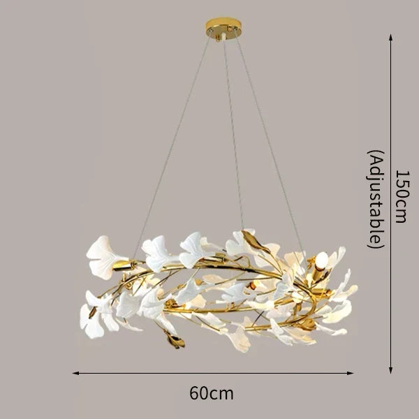 lustre moderne en céramique avec pétales de led