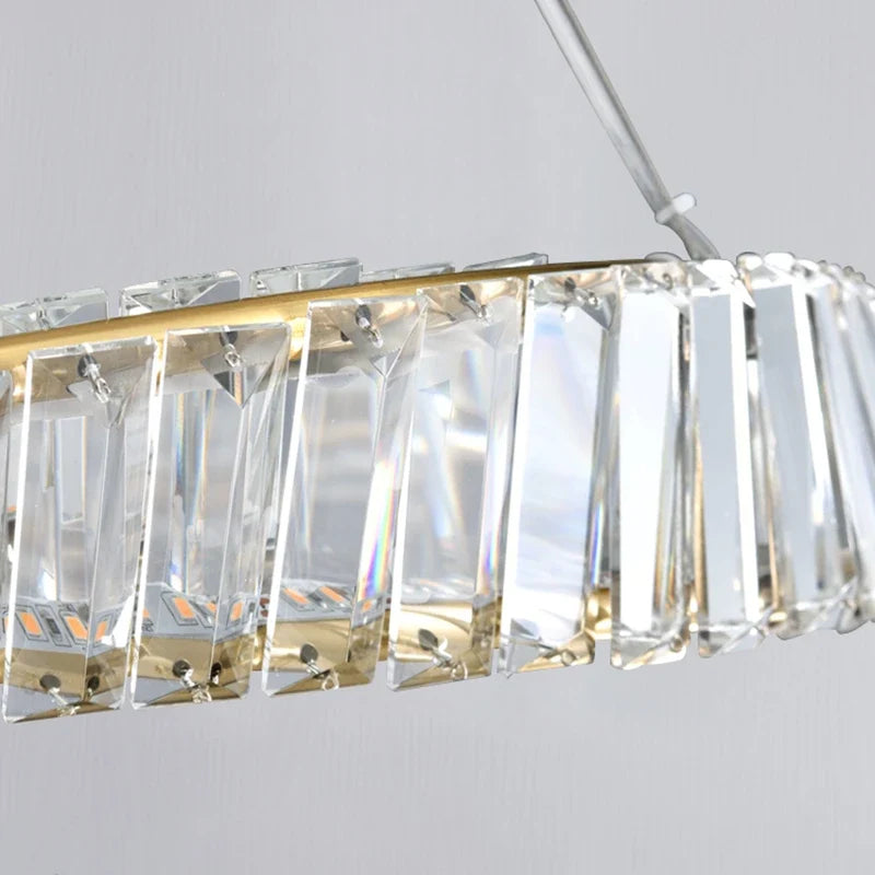 lustre moderne de luxe en cristal lampe annulaire suspendue