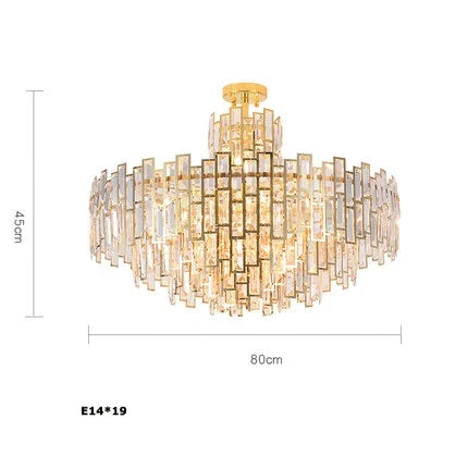 lustre design led moderne en cristal argenté et doré suspendu