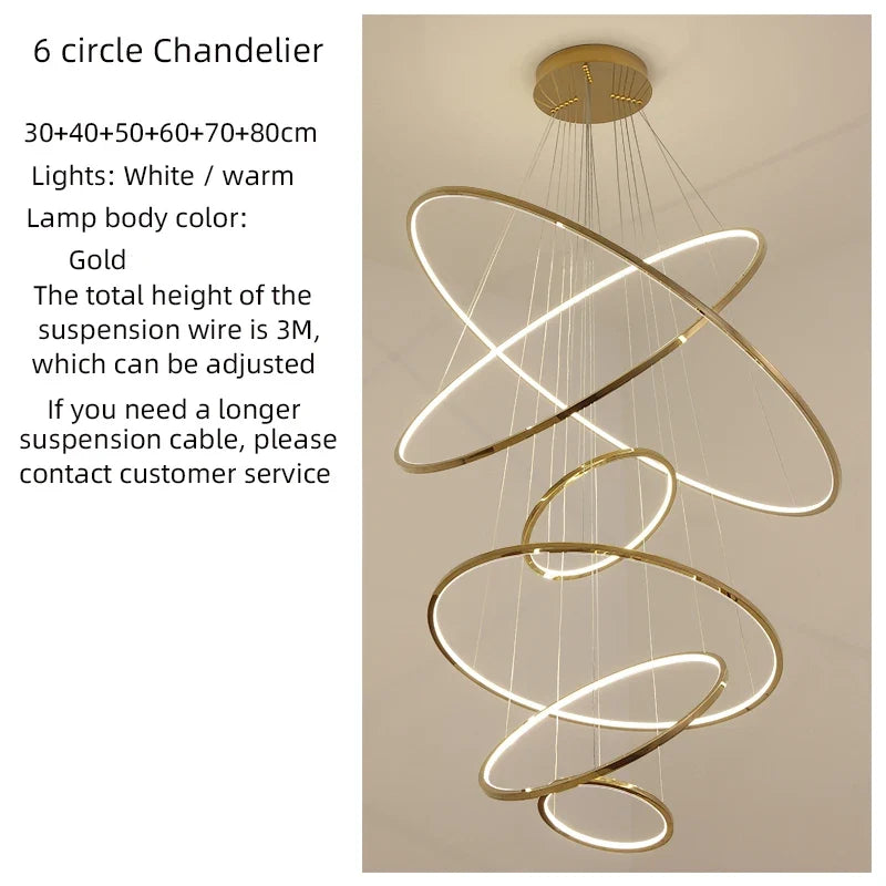 lustre nordique cercle doré éclairage intérieur décoratif