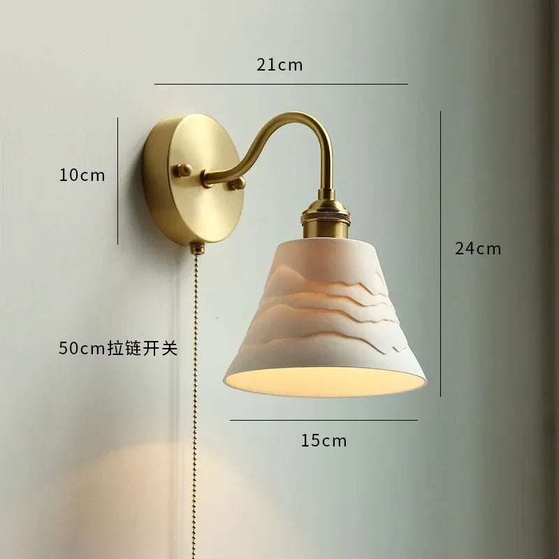 applique murale nordique moderne LED lampe à côté de l'interrupteur à chaîne chambre salle de bain miroir escalier lumière verre cuivre