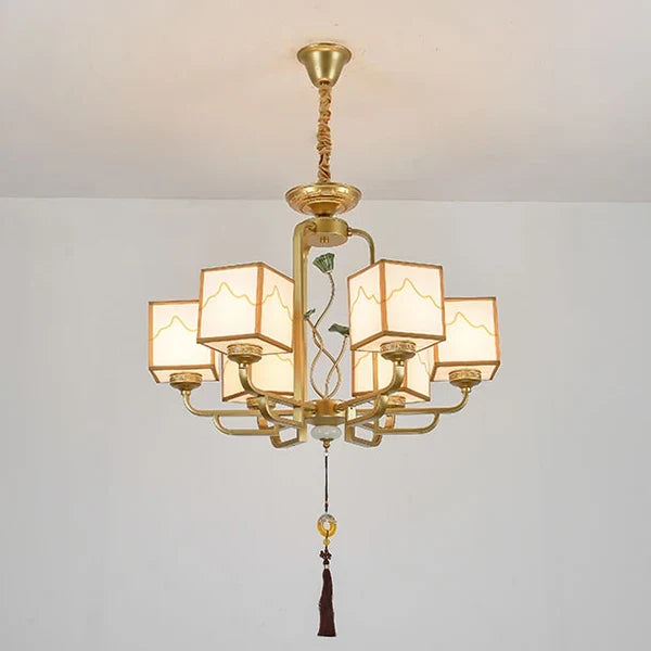 lustre chinois classique doré design pour intérieur élégant