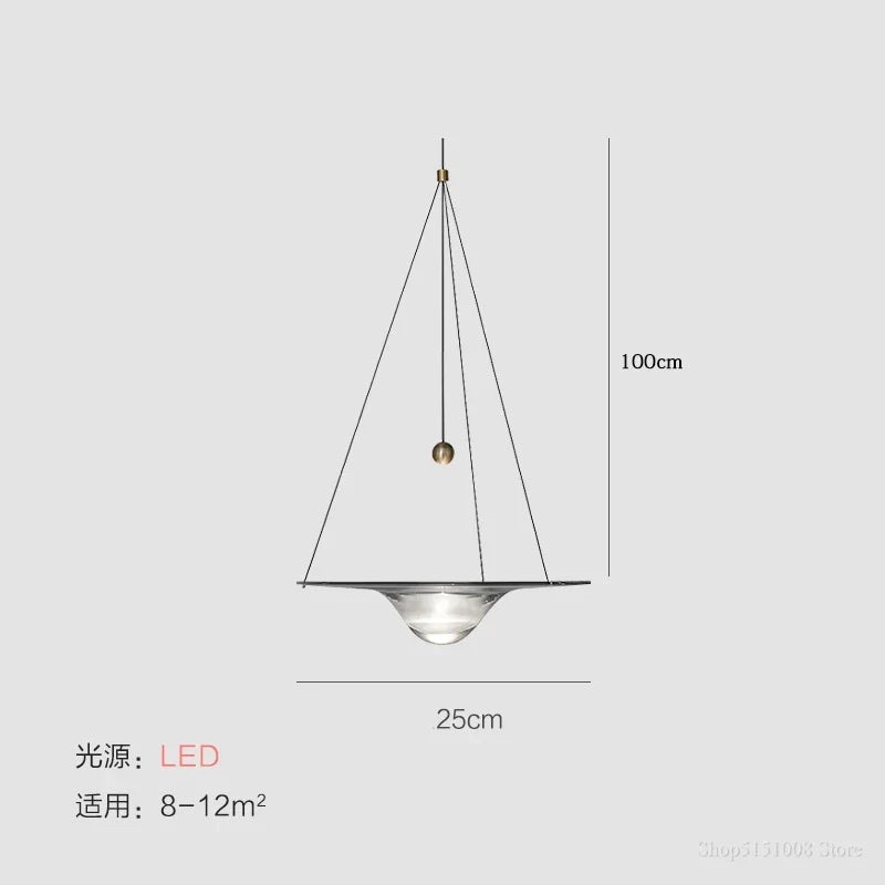suspension LED en verre transparent design nordique moderne