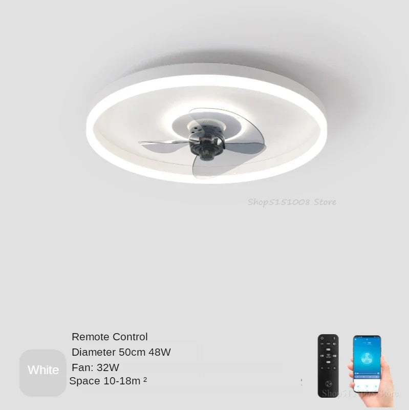 plafonnier moderne à leds avec ventilateur et 3 luminosités