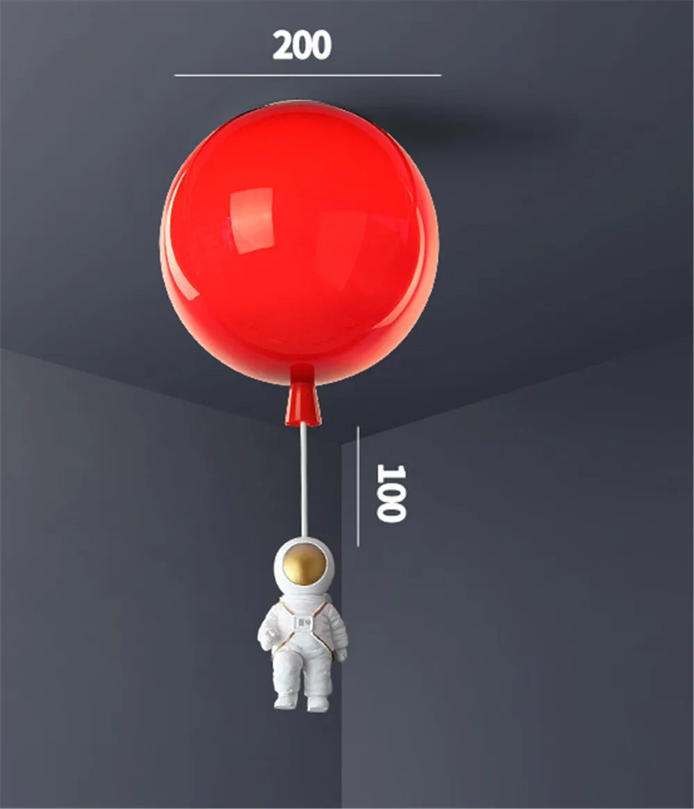 plafonnier led nordique avec astronaute et ballons pour enfants