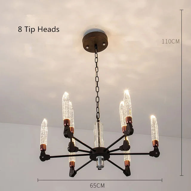 lustre nordique créatif en fer et cristal moderne