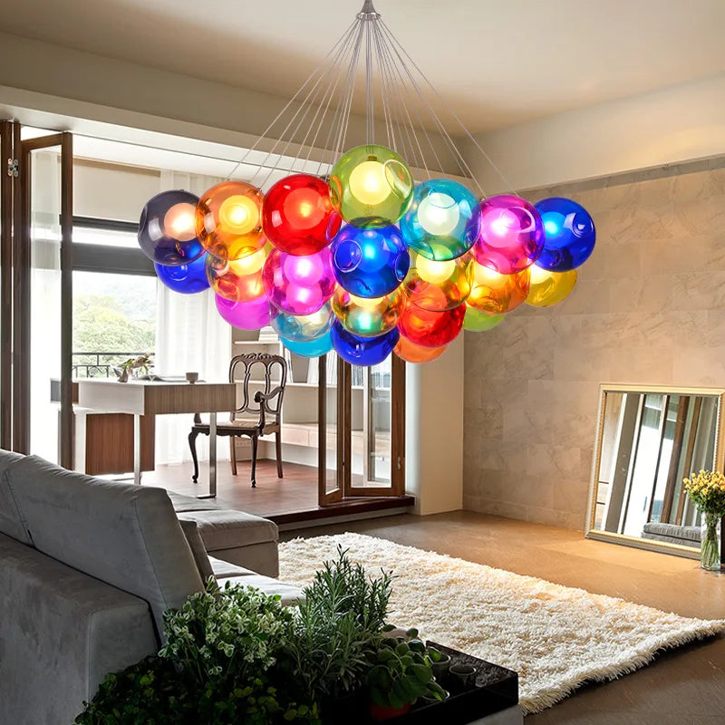 lustre en verre soufflé led créatif pour chambre d'enfants