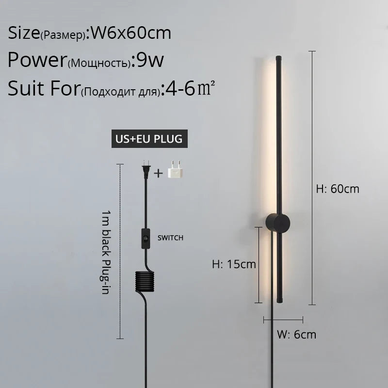 Simple avec prise 	 applique murale LED moderne lumières salon étude chambre chevet couloir allée salon cuisine lampe éclairage intérieur