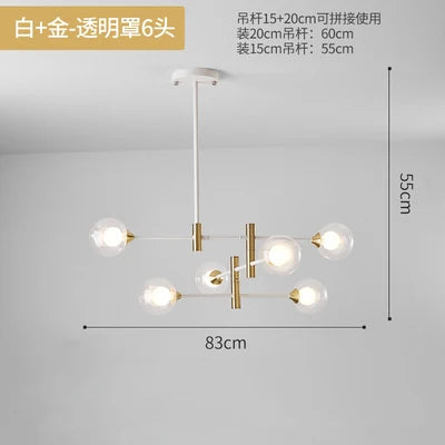 lustre en verre nordique moderne en forme géométrique