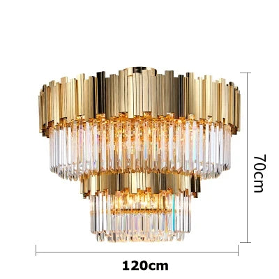plafonnier moderne en cristal ovale à plusieurs couches