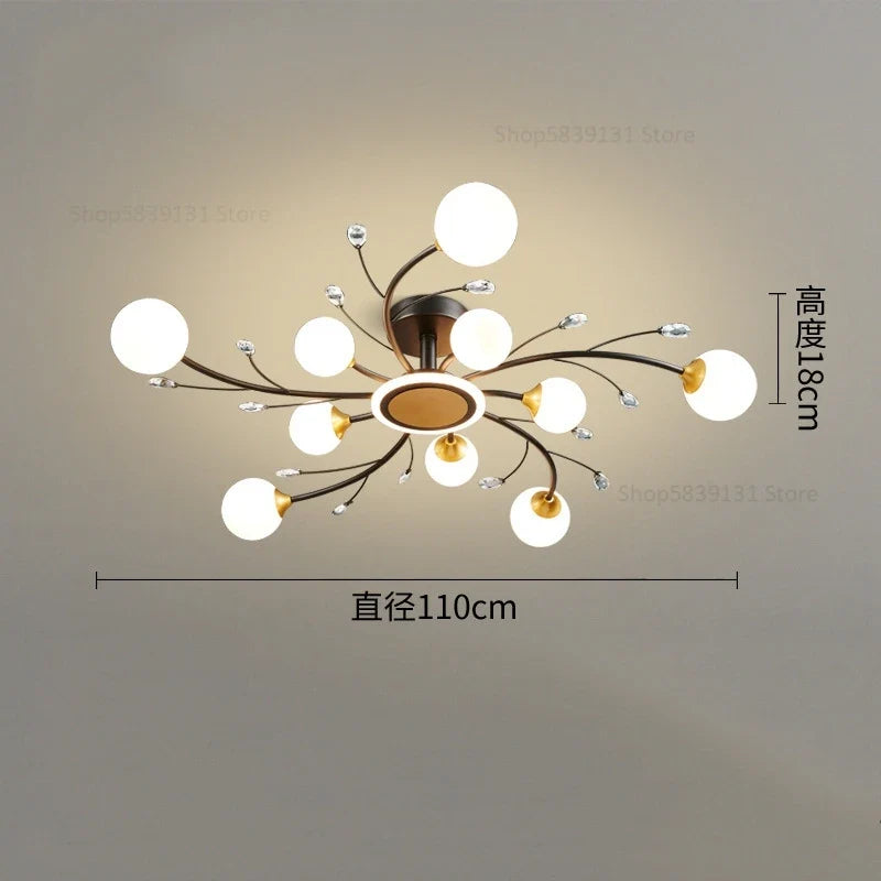 plafonnier moderne en verre de cristal vintage avec éclairage led