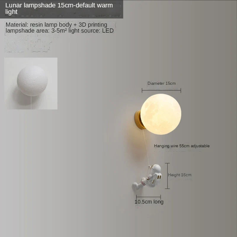 applique murale astronaute enfants 3d lune décoratif chevet