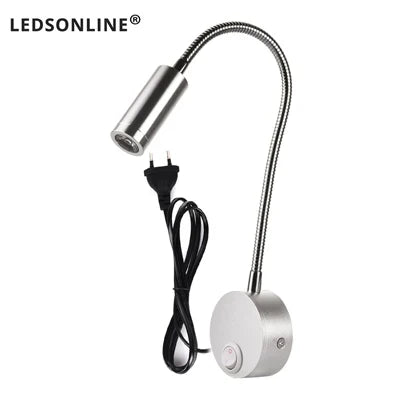 Lampe de Chevet travail étude lampe de lecture appliques 3W LED livre lampe mur veilleuse luminaires Spot LED ue US prise cordon