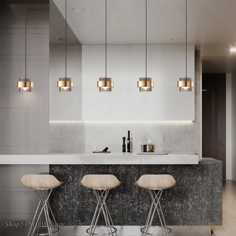 lustre led moderne en verre cylindrique style nordique