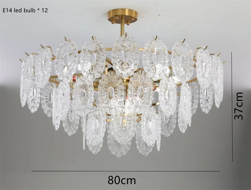 lustre rond en cristal doré design moderne à led