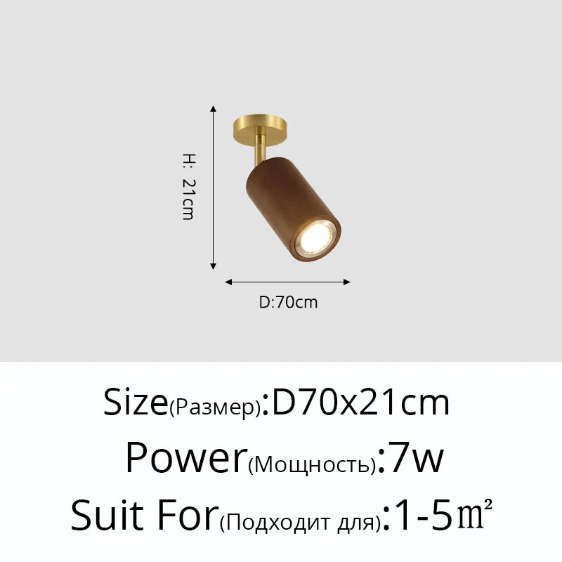 lampe led en bois moderne montée en surface avec plusieurs têtes