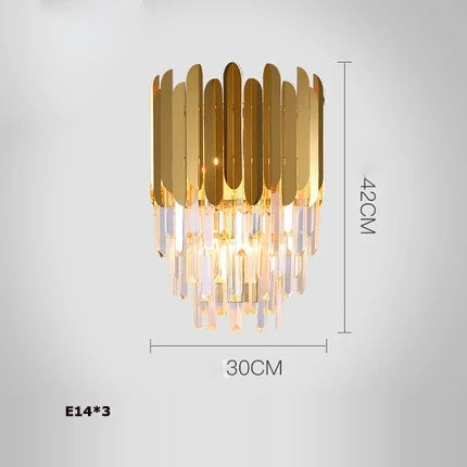 lustre en cristal design art déco en acier inoxydable avec éclairage led