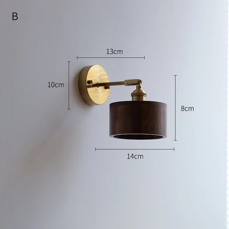 Applique murale en bois avec chaîne à tirer