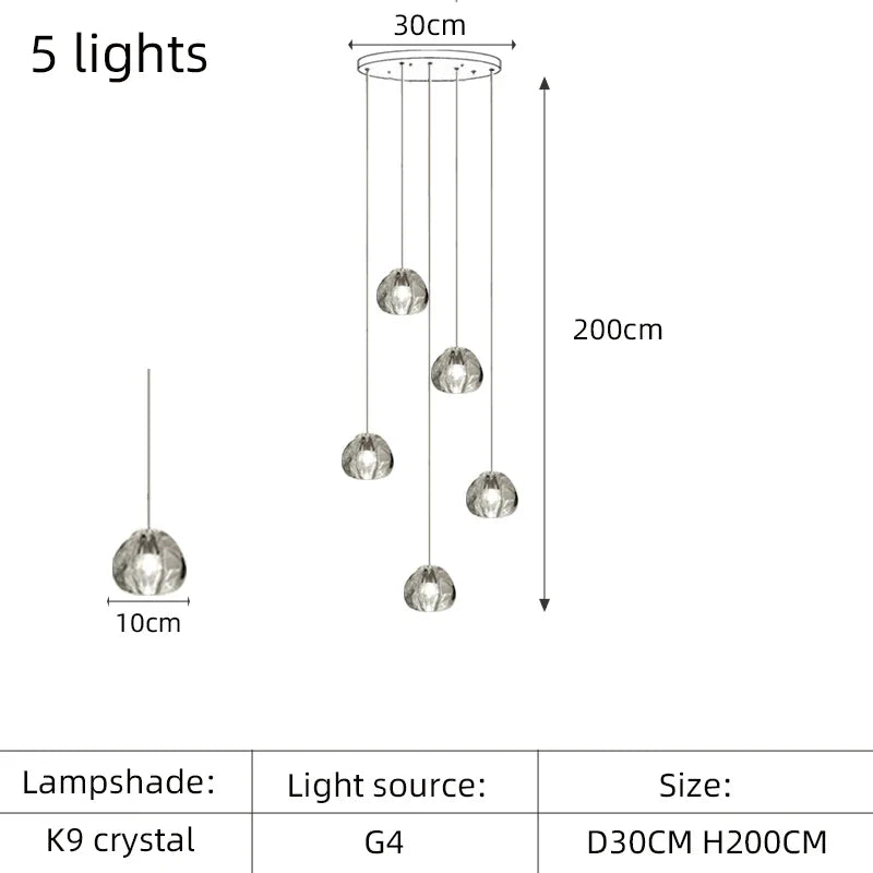 lustre led moderne en cristal design élégant pour espaces raffinés