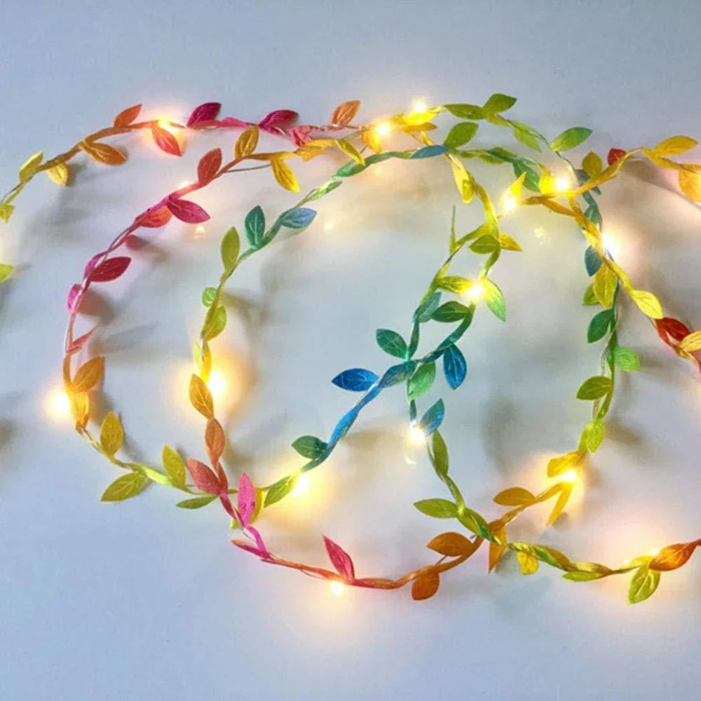 guirlande lumineuse à feuilles artificielles pour décorations festives