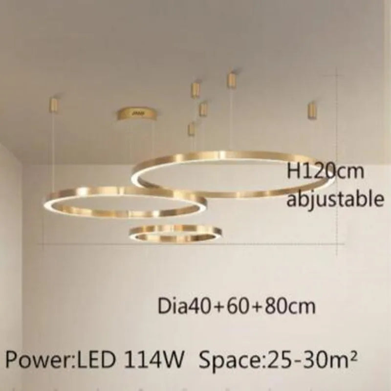 lustre led moderne brossé avec anneau lumineux