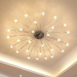 plafonnier moderne rond en cristal avec étoiles lumineuses