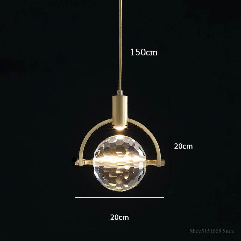 suspension LED en cristal design nordique luxueux