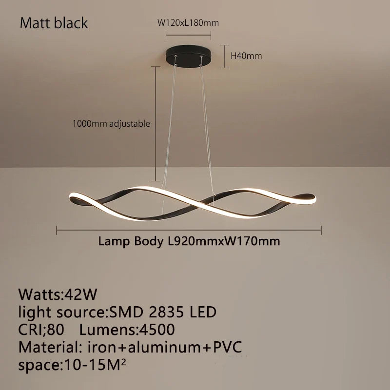 Lustre LED modernes pour salle à manger salon chambre L92cm Or / Chrome / Noir Télécommande
