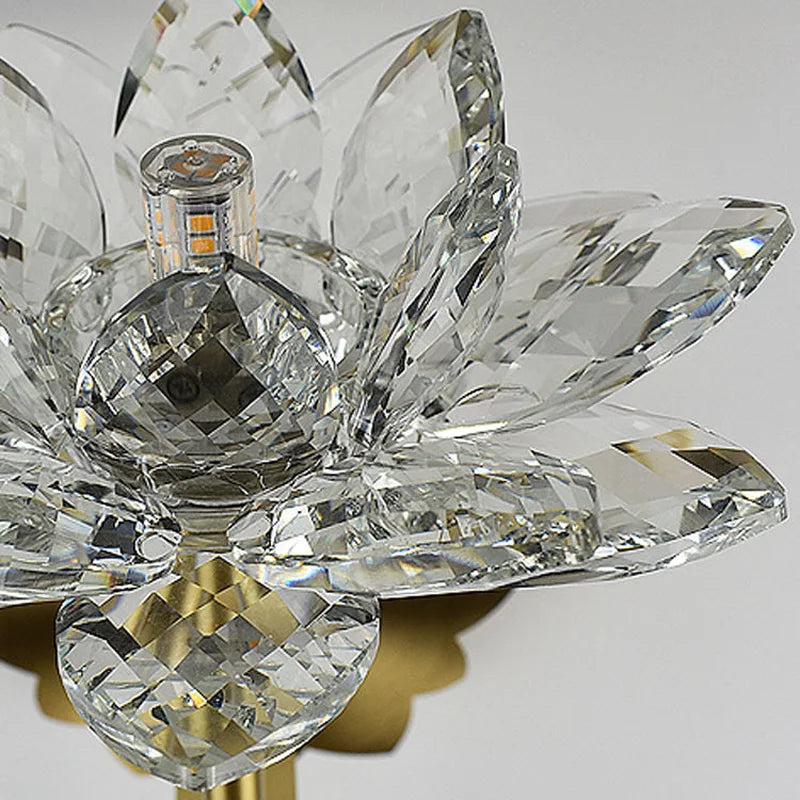 applique murale led en cristal de luxe style chinois lotus décoratif