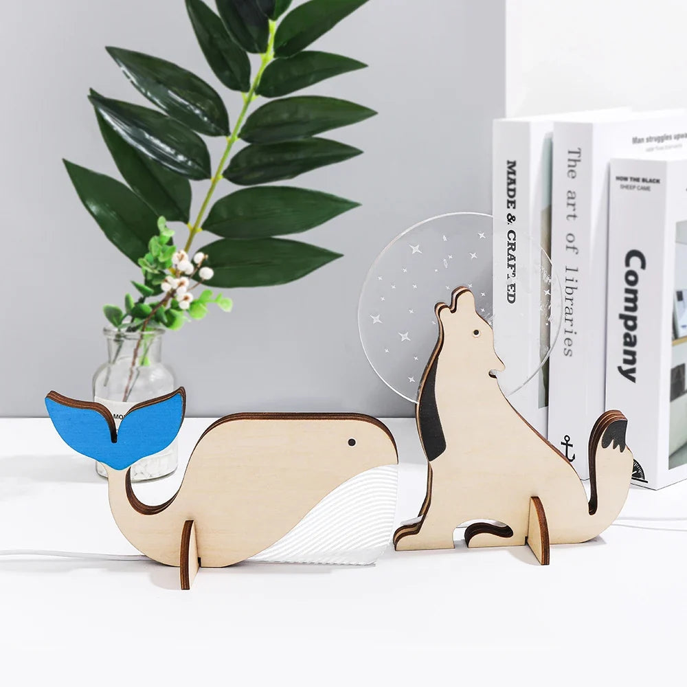 lampe de chevet enfant led bois acrylique usb veilleuse