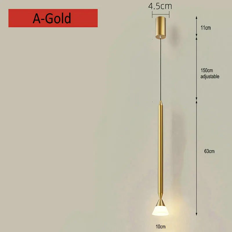 suspension créative simple avec long câble en verre et aluminium