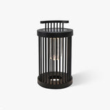 Lanterne d’extérieur cylindrique à barreaux en acier noir — Héliotrope