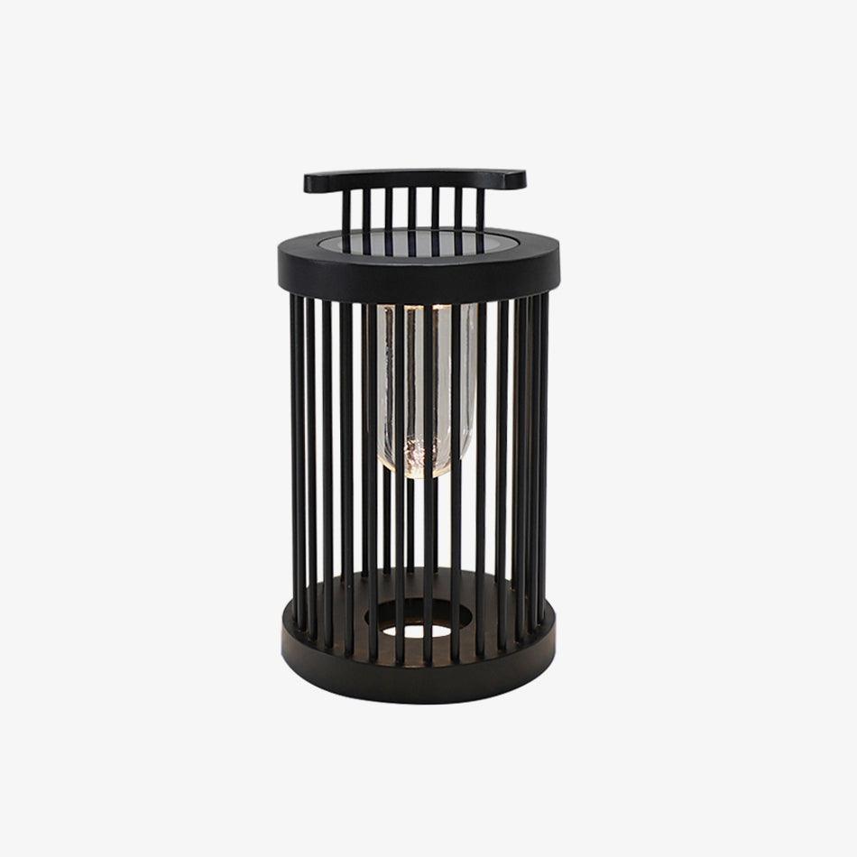 Lanterne d’extérieur cylindrique à barreaux en acier noir — Héliotrope