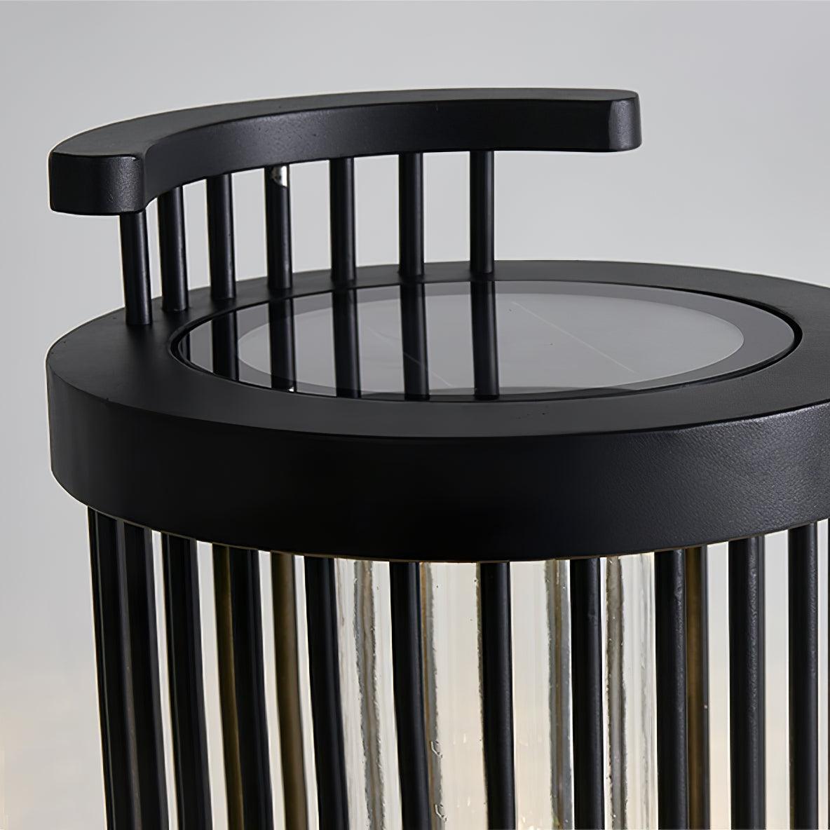 Lanterne d’extérieur cylindrique à barreaux en acier noir — Héliotrope