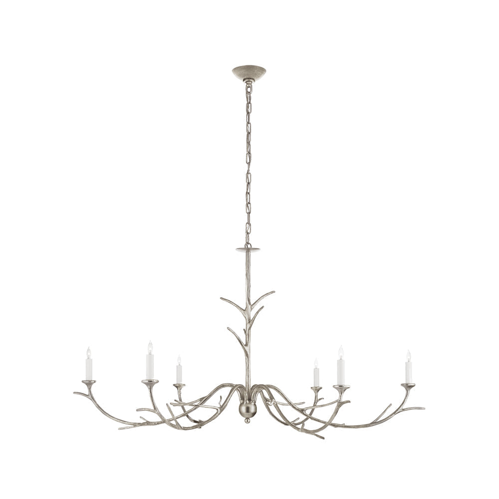 Lustre à six bras bougies et fût orné de branchages — Lunaire