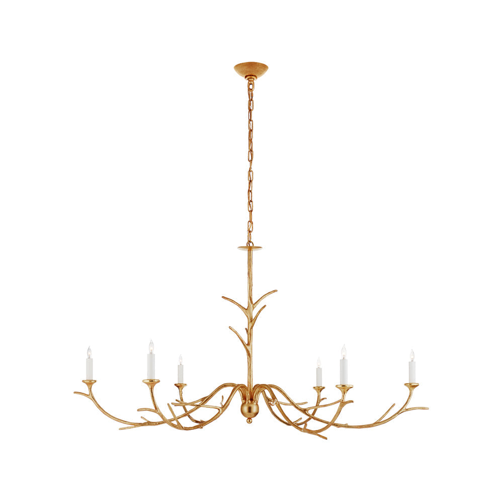 Lustre à six bras bougies et fût orné de branchages — Lunaire