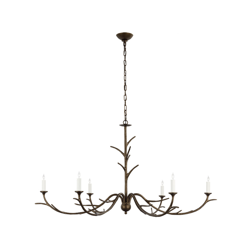 Lustre à six bras bougies et fût orné de branchages — Lunaire