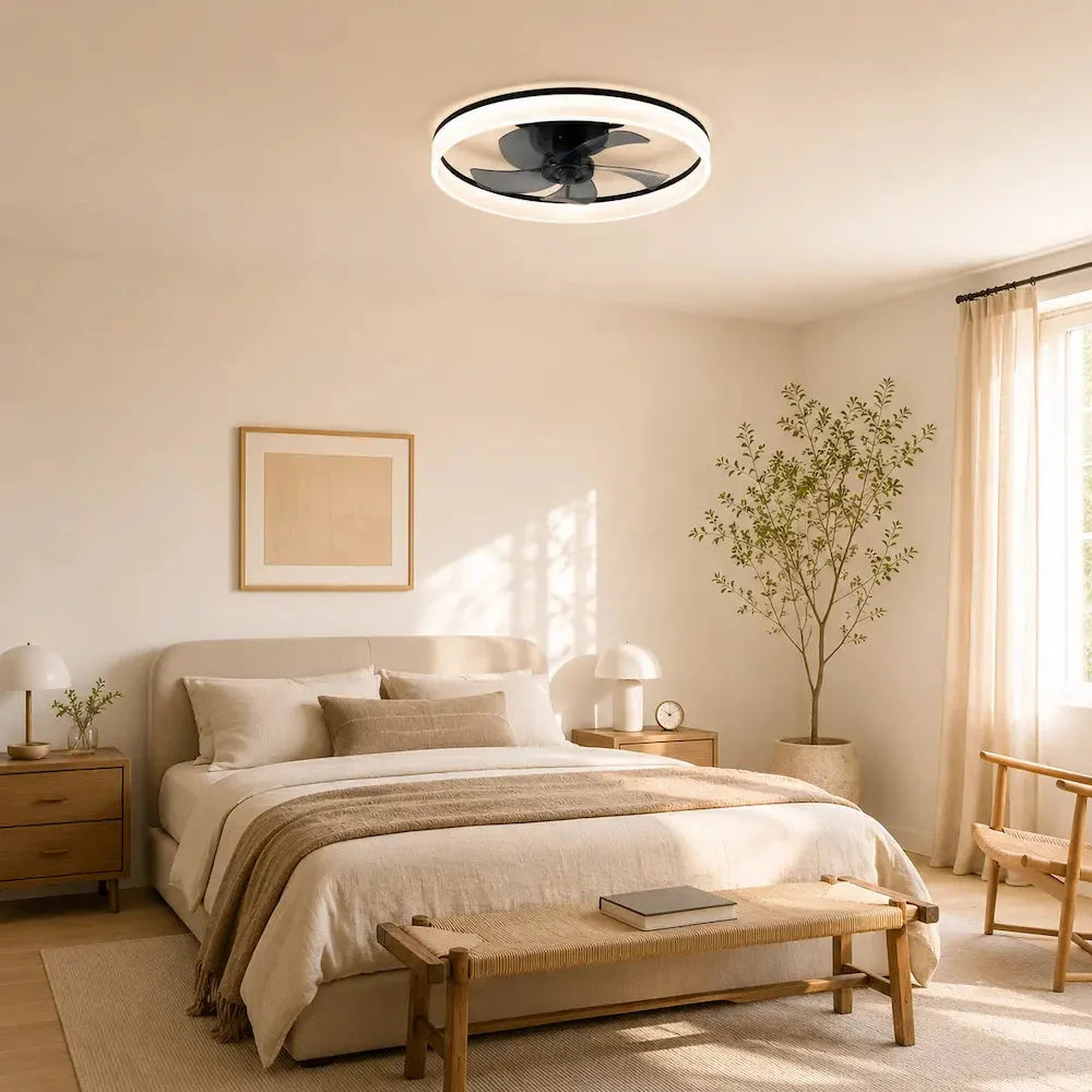 Ventilateur de plafond compact à anneau lumineux intégré — Cassis