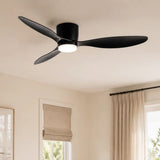 Ventilateur de plafond noir à pales plates et LED intégrée — Chicorée