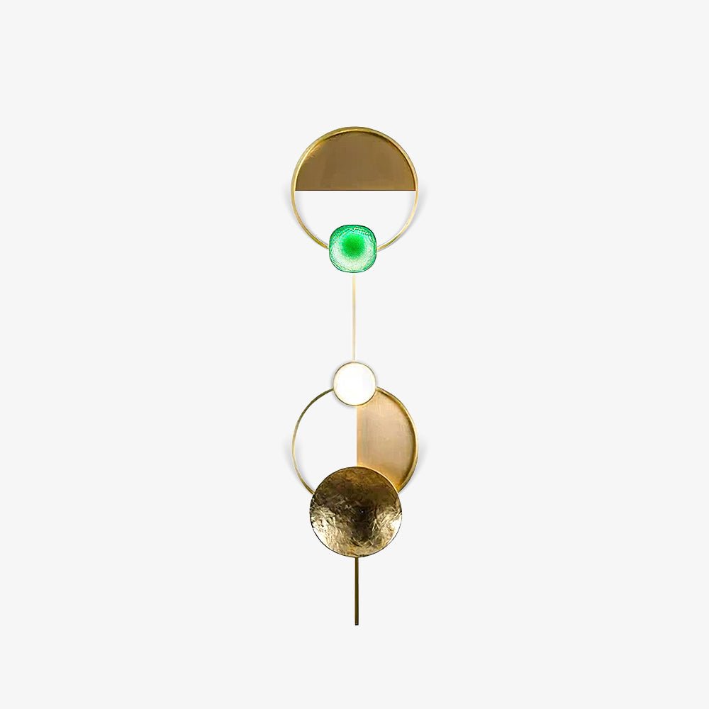 Applique disques en laiton et sphères de verre vert — Nacelle