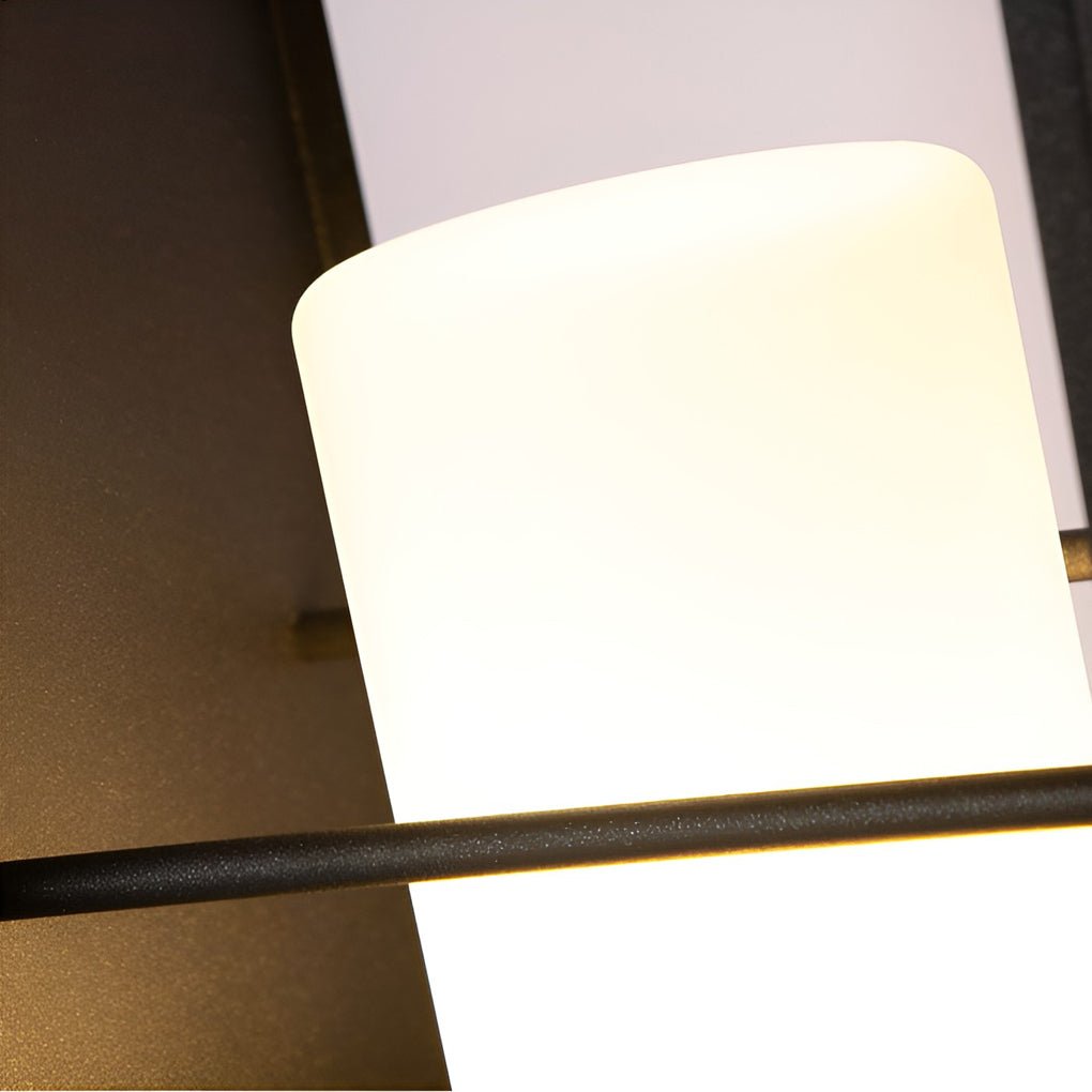 Lampe d'extérieur à cadre noir et diffuseur cylindrique blanc — Lotier