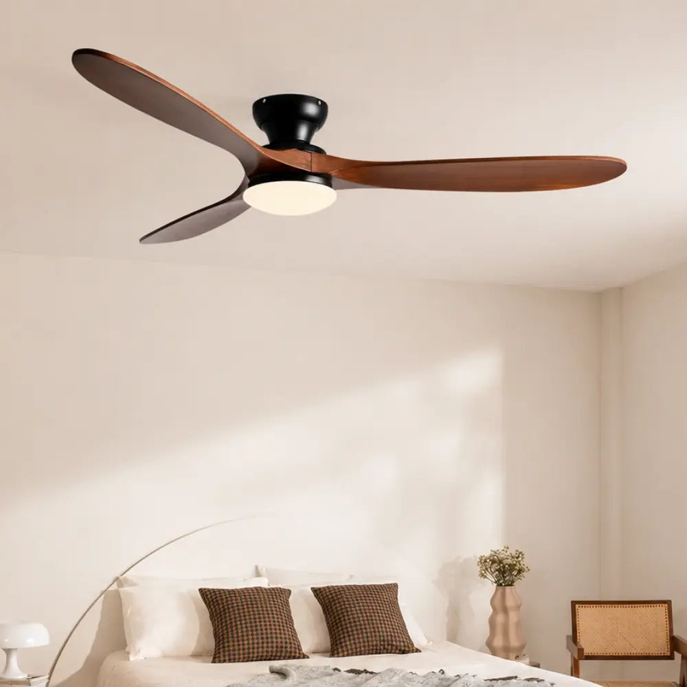 Ventilateur de Plafond Silencieux Bois Massif Foncé LED — Capucine