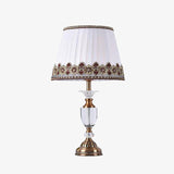 Lampe à poser rétro LED en verre cristal et abat-jour tissu