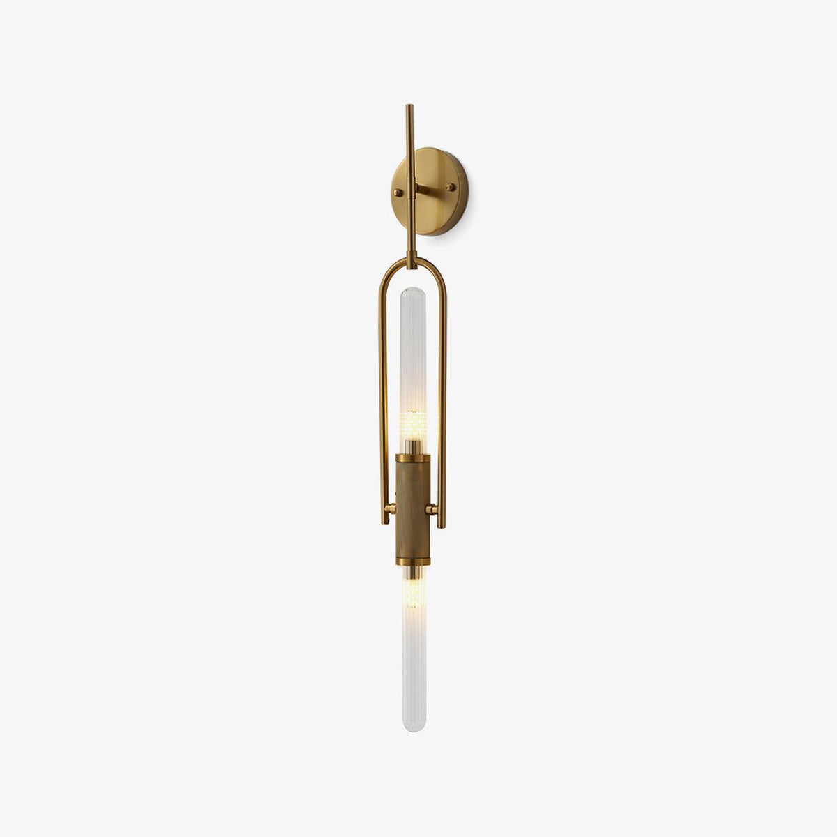Applique verticale, tube de verre dans un arceau métal — Mortaise