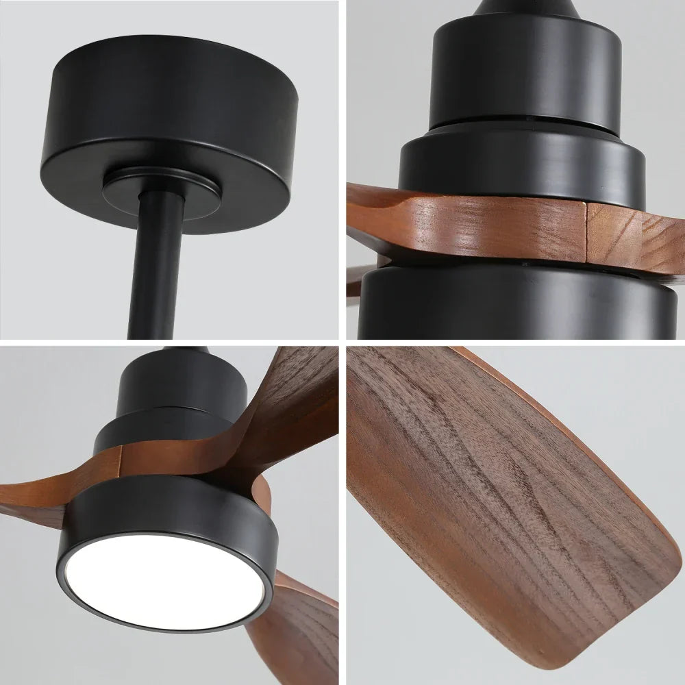 Ventilateur de plafond compact 122 cm en noyer et noir mat — Arcade