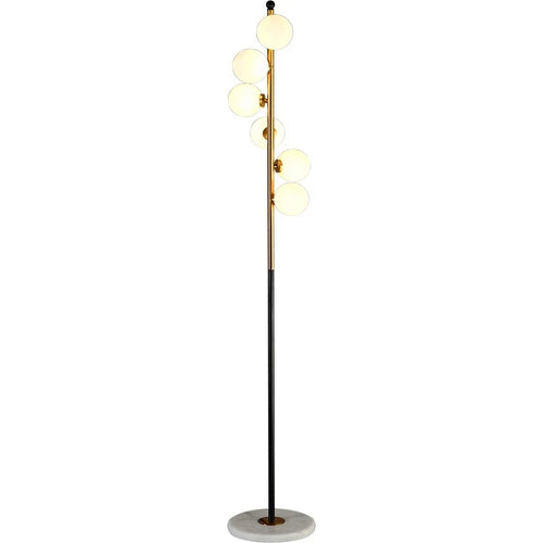 (16mai) Lampadaire moderne LED barre dorée avec globes en verre Inti