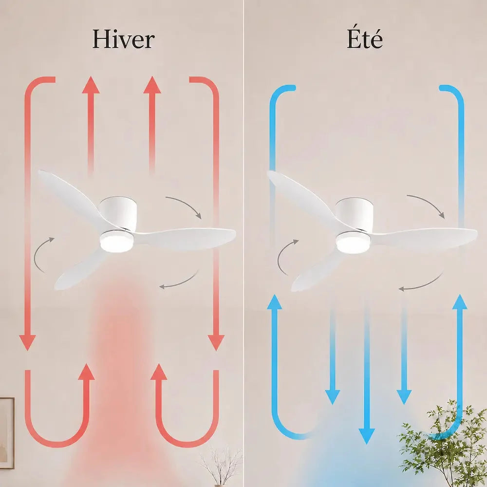 Ventilateur de plafond blanc à trois pales et lampe LED — Catalpa