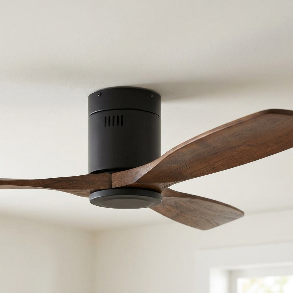 Ventilateur de plafond en bois teinté noyer, sans éclairage — Arénite