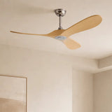 Ventilateur de plafond bois clair et moteur chromé — Cierge