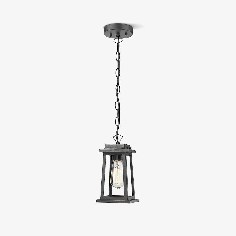 Lanterne suspendue en métal noir et verre transparent — Sarcelle